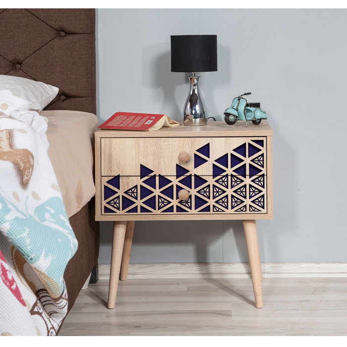Hanah Home Two - 123 Mesilla de Noche Roble Sonoma con 2 Cajones